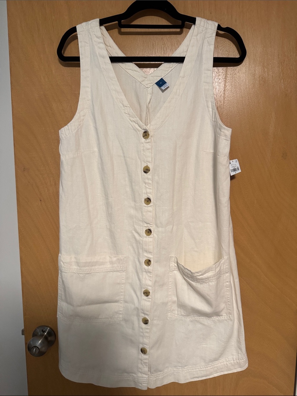 Old Navy Cream Button-Front Sleeveless Mini Dress